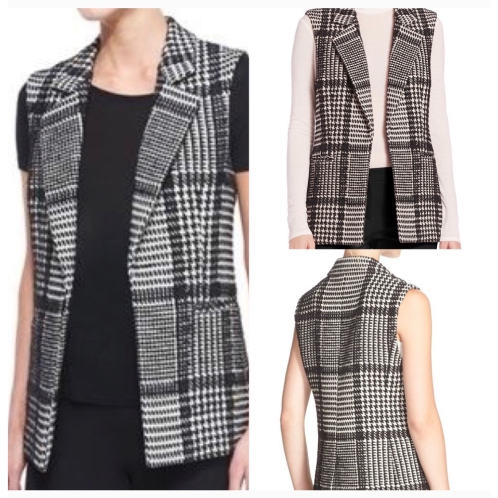 Theory Eldora Glen Plaid Wool Blend Vest